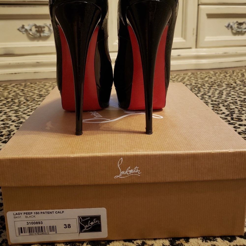 Louboutin patent leather peep toe